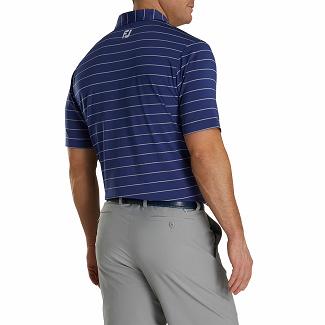 Men's Footjoy Lisle Golf Shirts Dark Blue NZ-222923